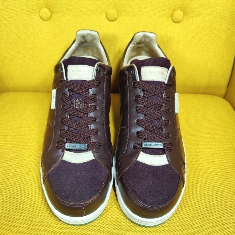 Jhung Yuro Exotic Leather Casual Grey Burgundy Sneakers Men's Shoes Size 11